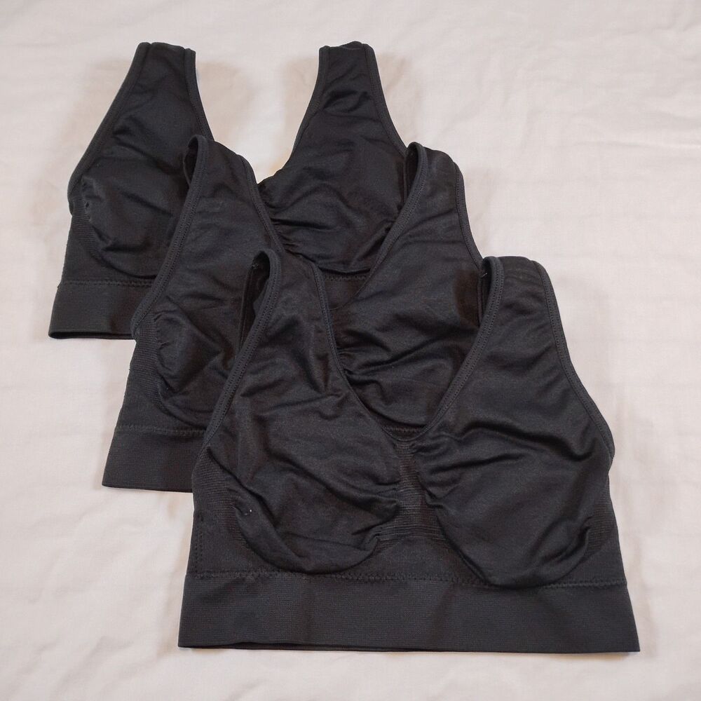 Lot of 3 Light Support Sports Bras Size Small Black